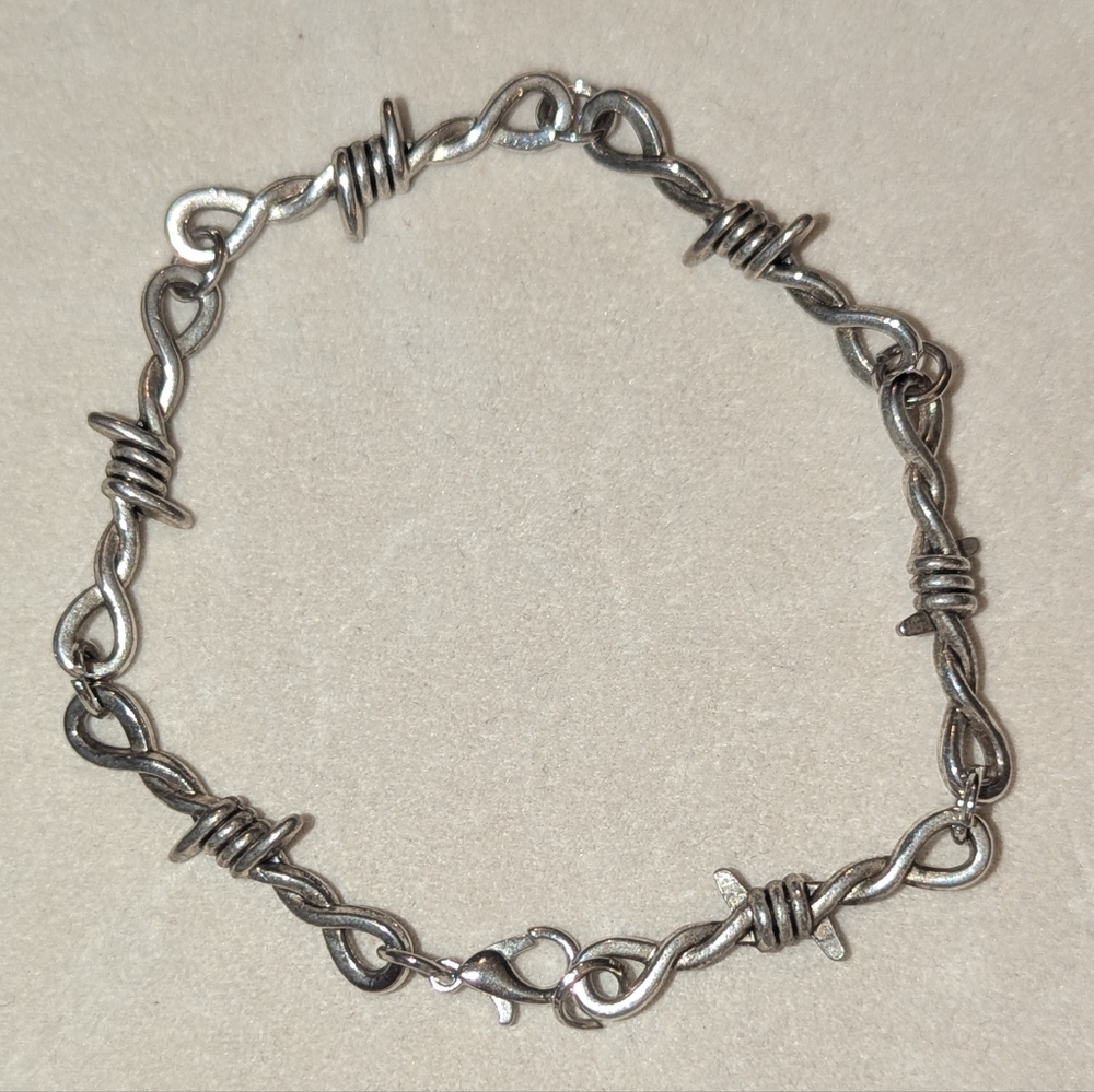 Barbed Wire Silver Bracelet 8.5"